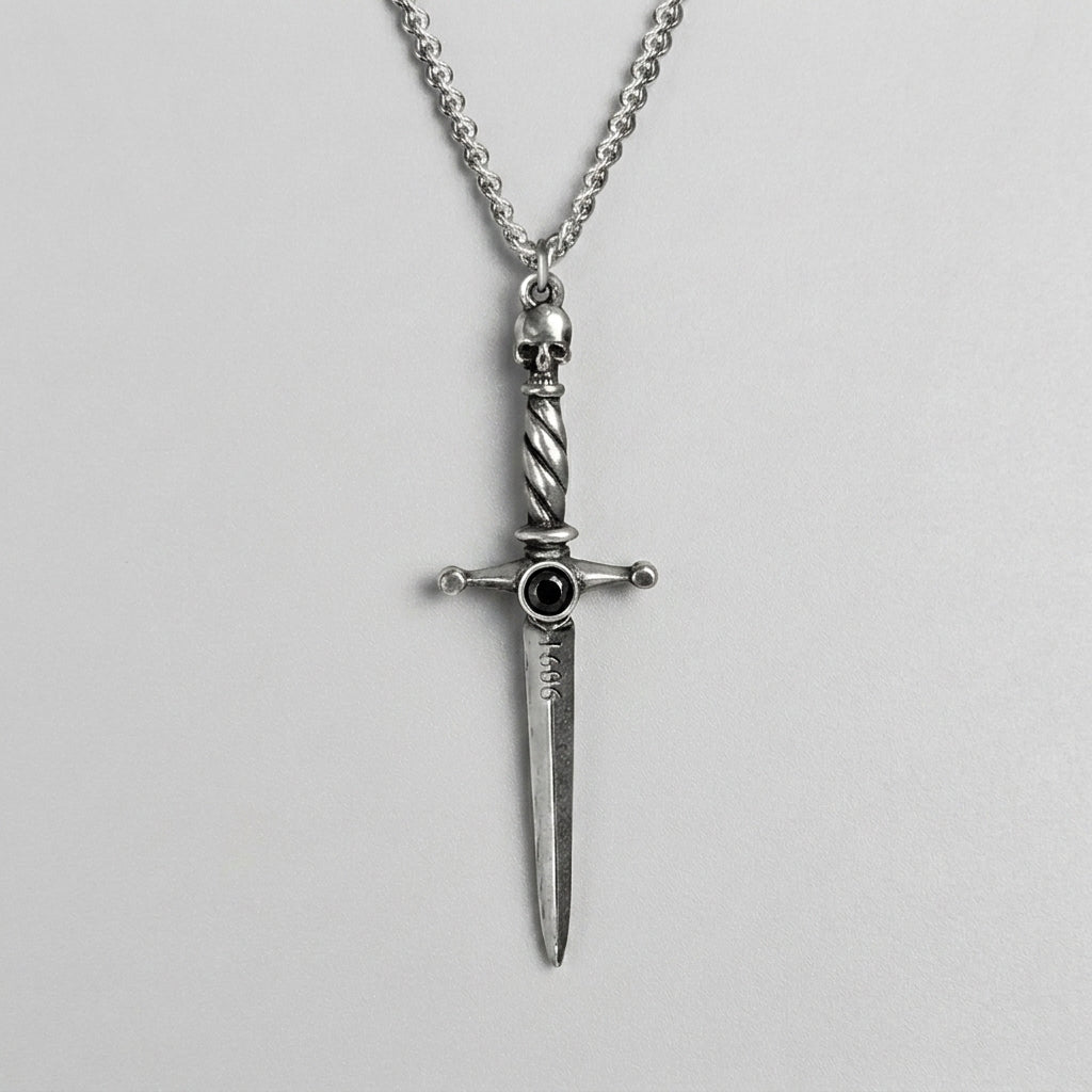 Reaper's Dagger Black Stone Necklace
