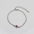 Ruby Solitaire Silver Curb Chain Bracelet