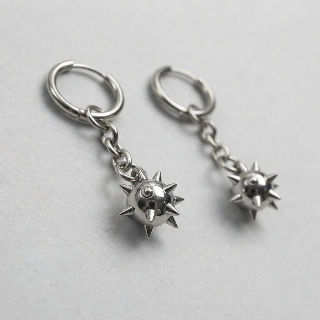 Spiked Mace Hoop Earrings