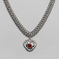 Red Crystal Sacred Heart Chainmaille Necklace