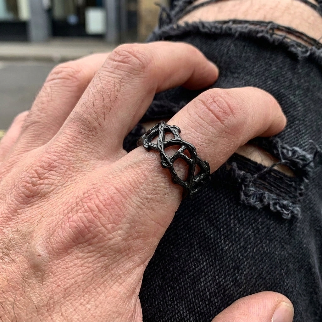 Gothic Black Interlocking Ring