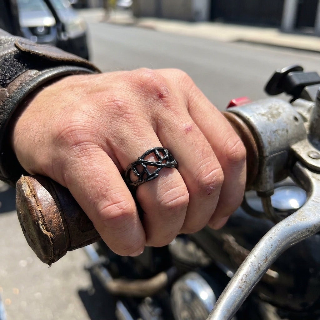 Gothic Black Interlocking Ring