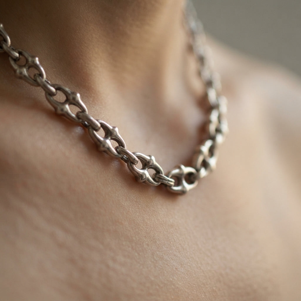 Gothic Spiked Cross Link Chunky Chain Choker Necklace