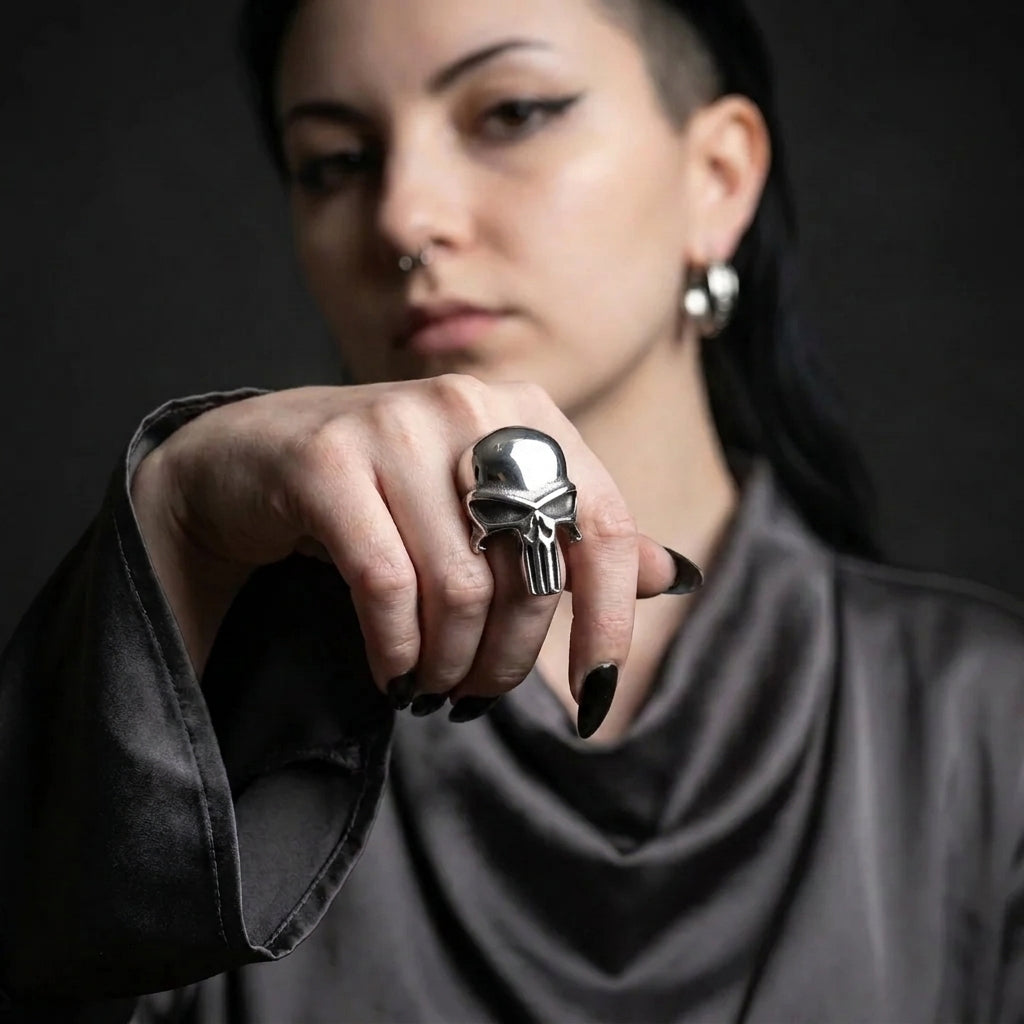 Sleek Death's Head Signet Ring