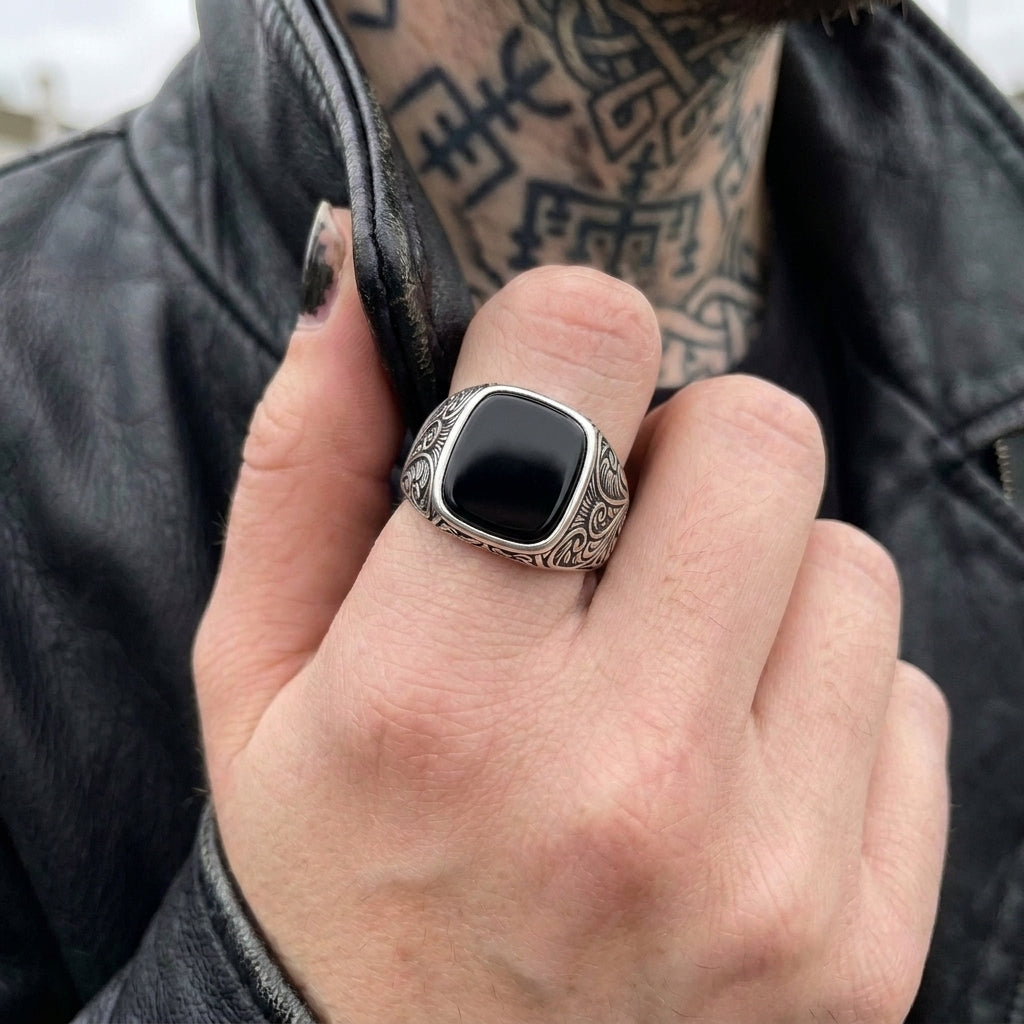 Midnight Sovereign Black Onyx Signet Ring