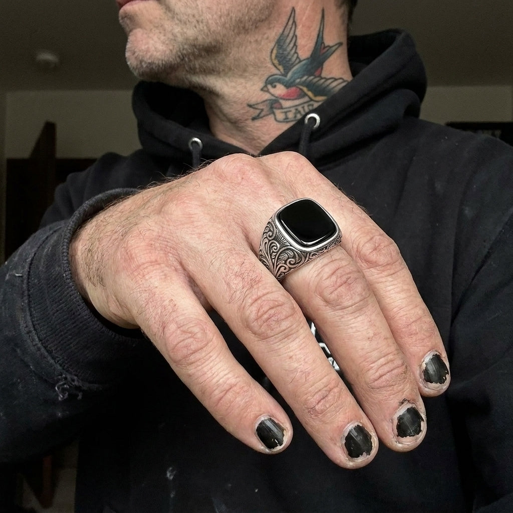 Midnight Sovereign Black Onyx Signet Ring