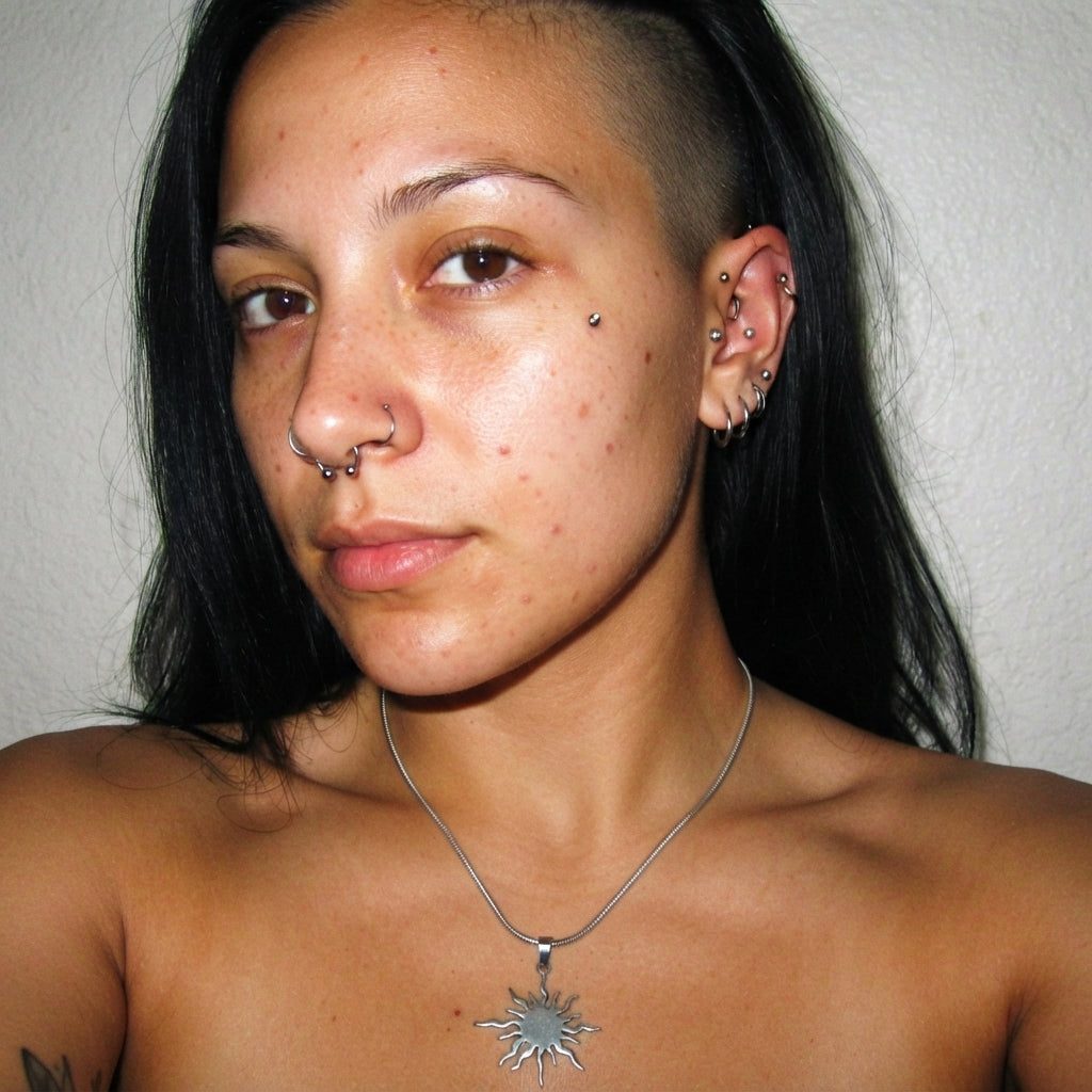 Blazing Sun Pendant Snake Chain Necklace