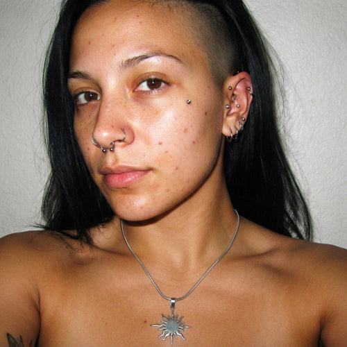 Blazing Sun Pendant Snake Chain Necklace