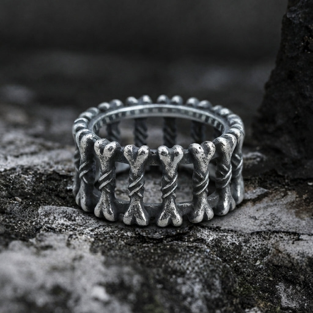 Crossed Bone Lace Wide Band