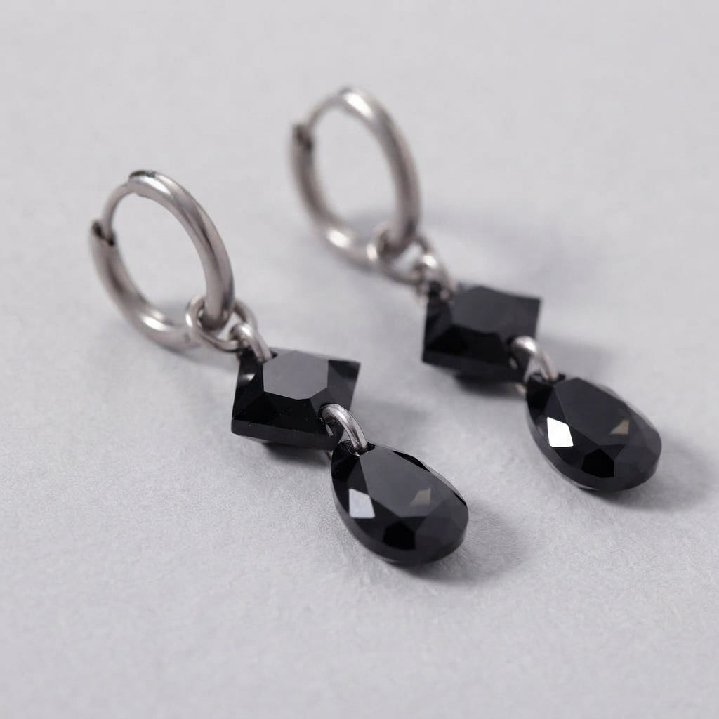Black Crystal Drop Earrings