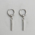 Silver Bar Drop Hoop Earrings