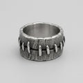 Stitched Wound Texture Wide Band Ring