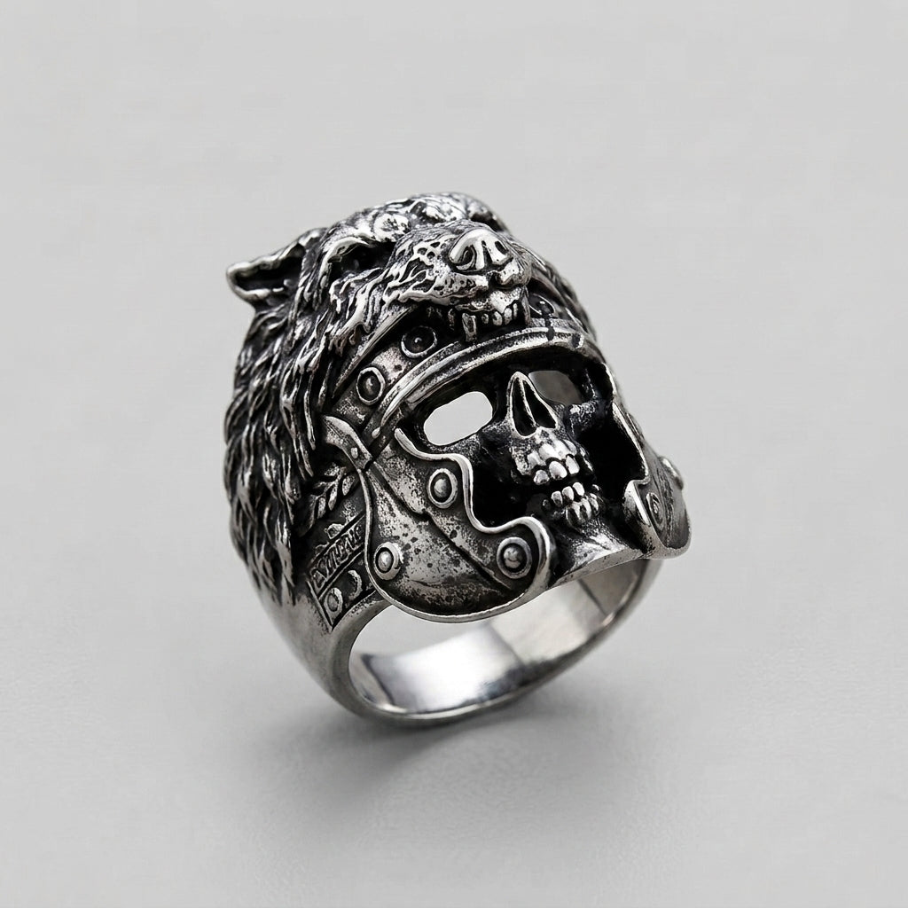 Wolf Helm Skull Gladiator Ring