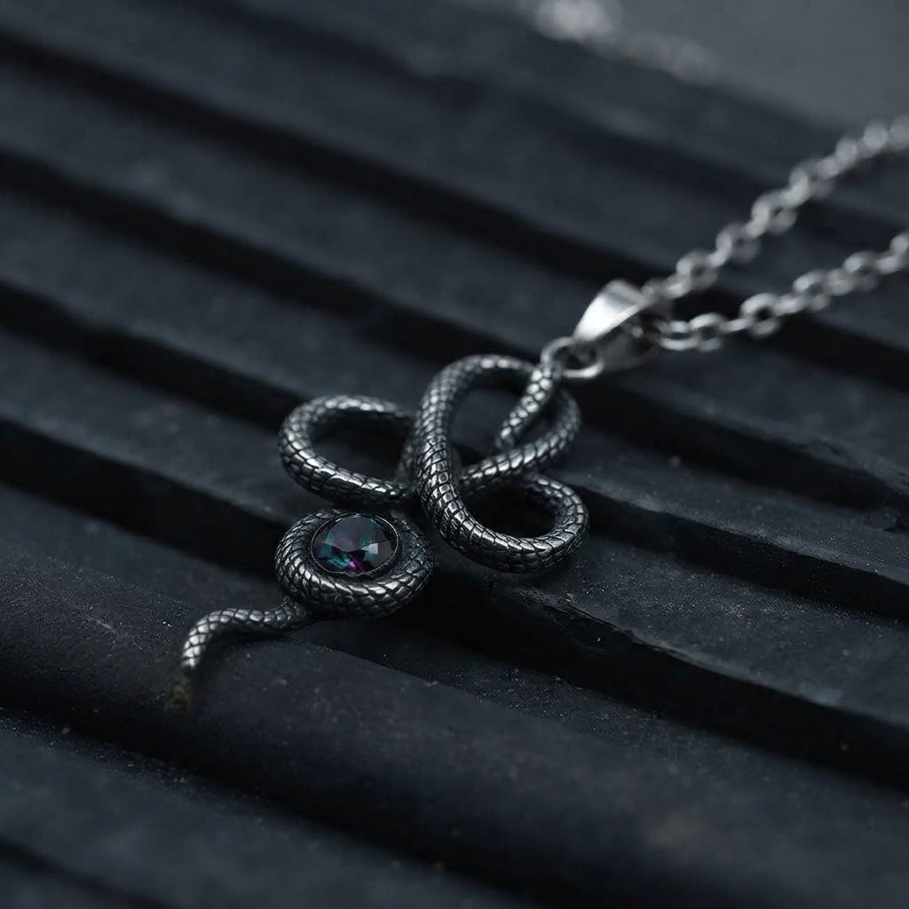 Serpent Knot Gem Necklace