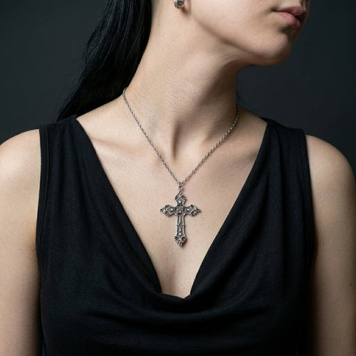 Antique Baroque Cross Statement Necklace