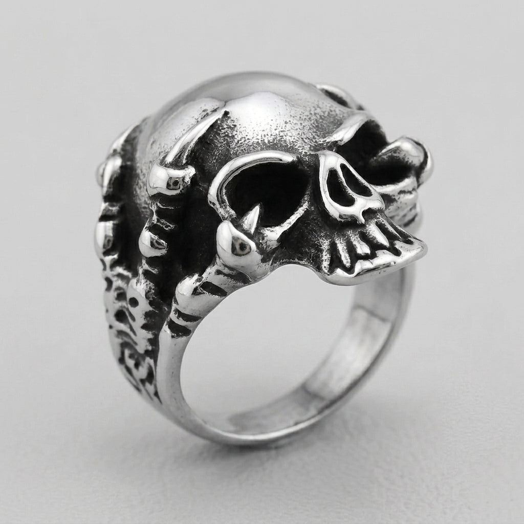 Skull Ring with Clawed Talon Accents