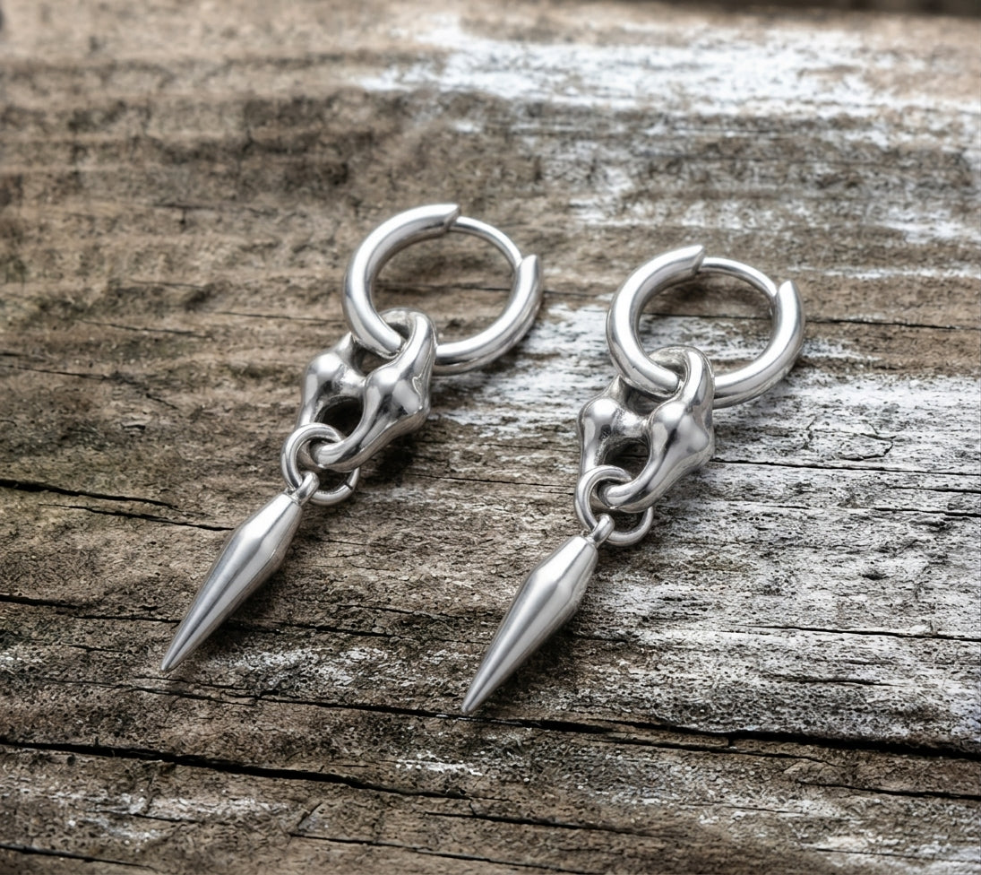 Skull Bead Spike Earrings