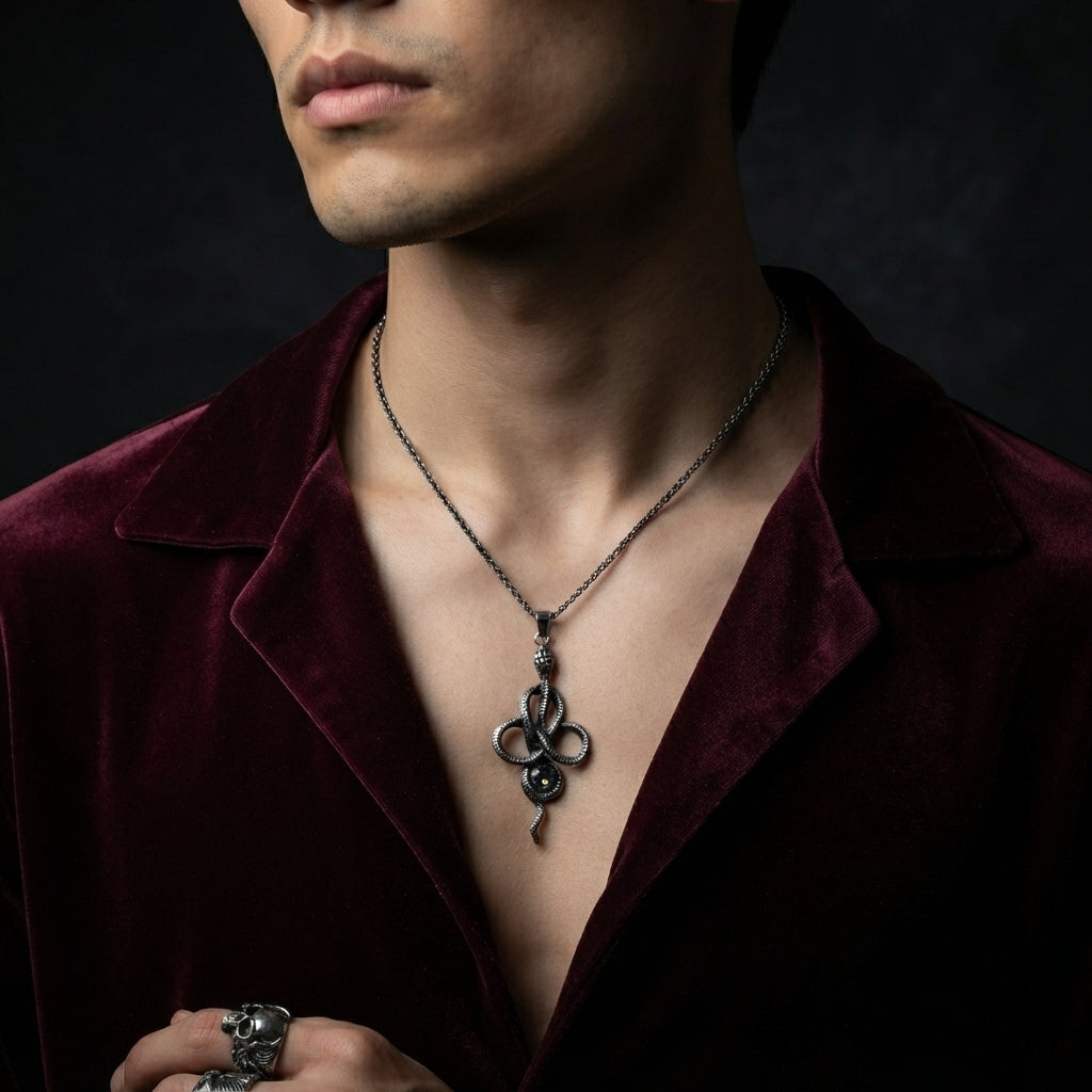 Serpent Knot Gem Necklace