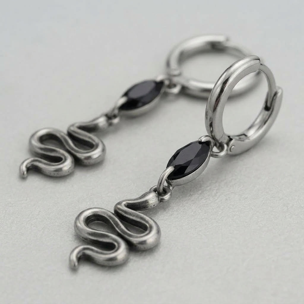 Snake Charm Drop Earrings