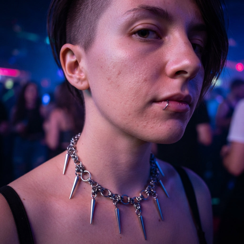 Byzantine Chainmail Seven Spike Necklace