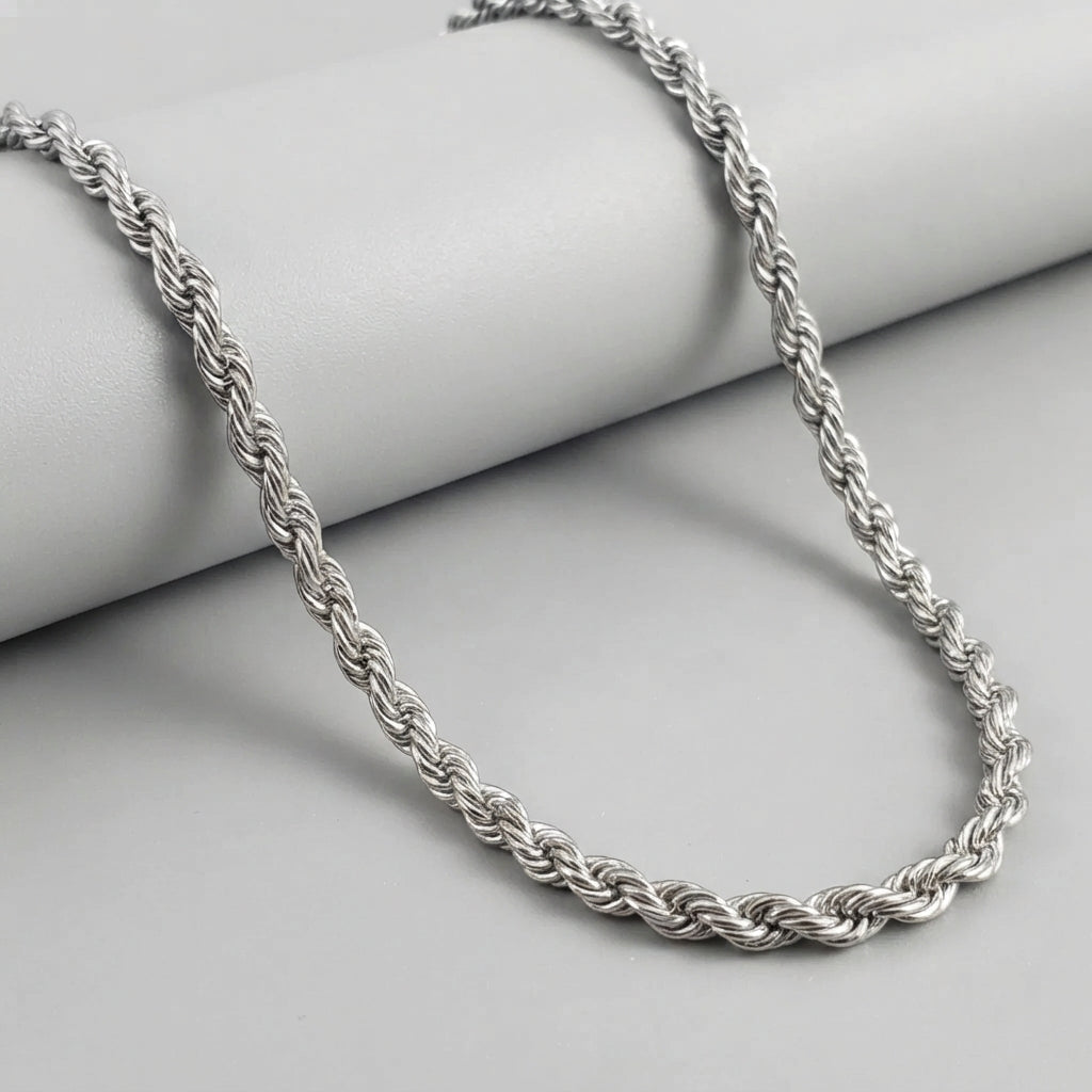 Silver Rope Chains Twisted Rope Chain Necklace