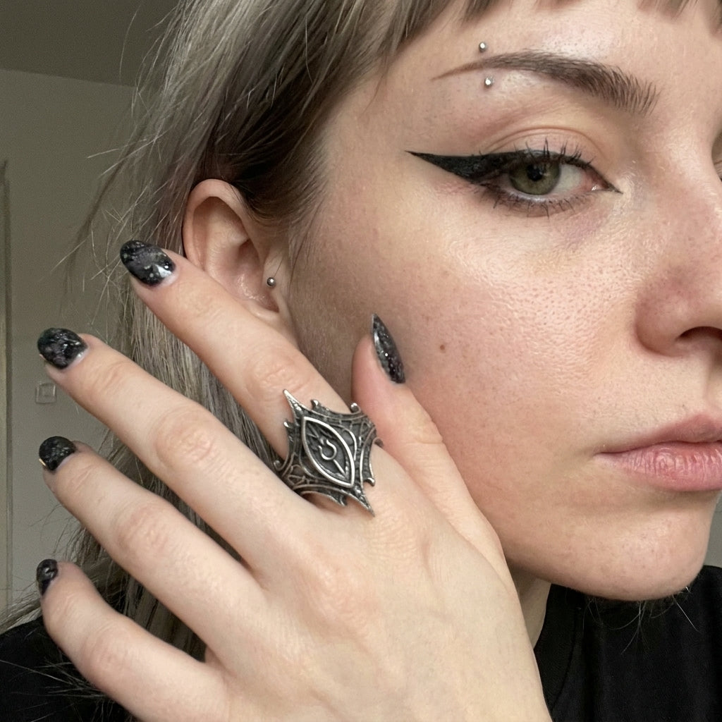 Obsidian Spear Crown Ring