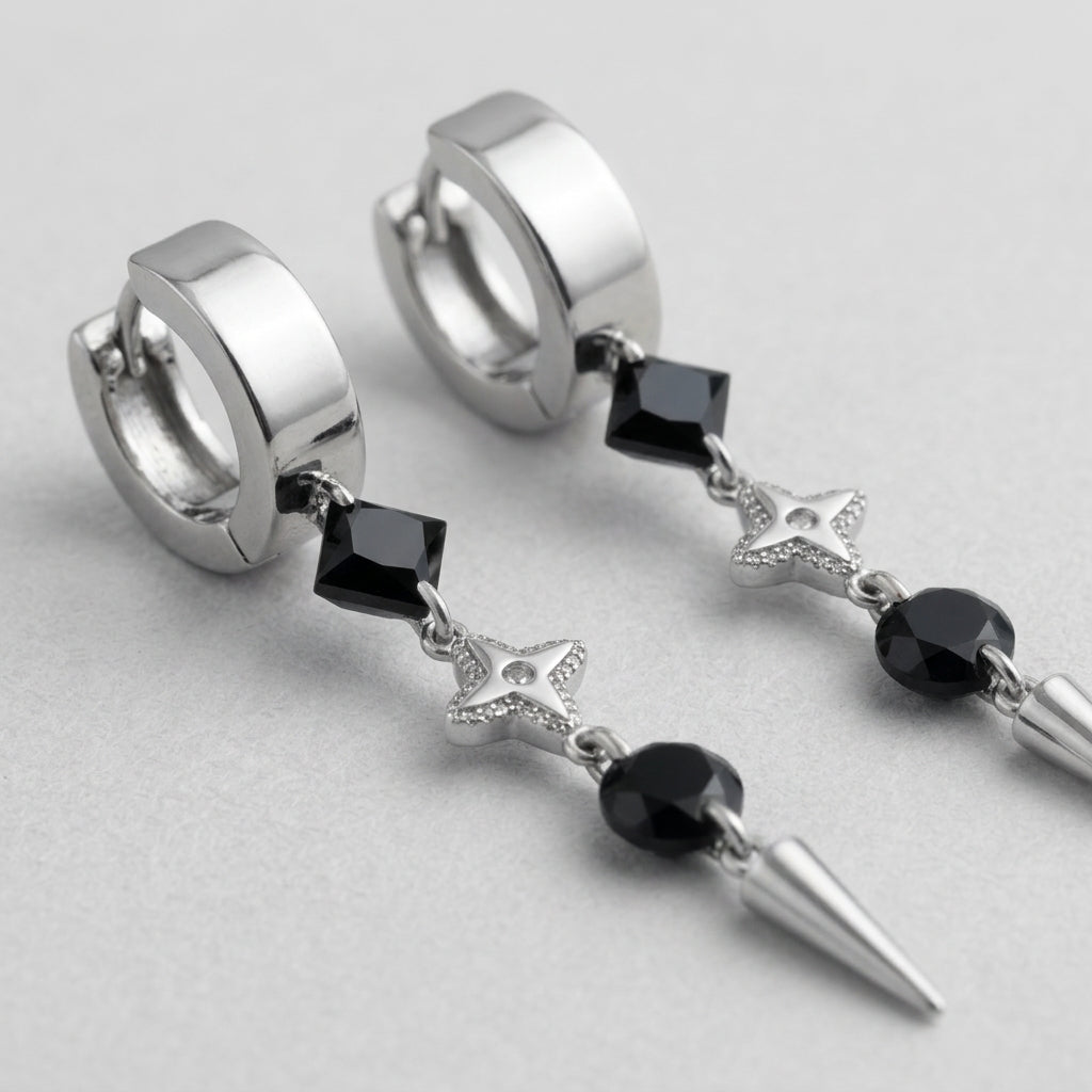 Layered Gem & Star Spike Earrings