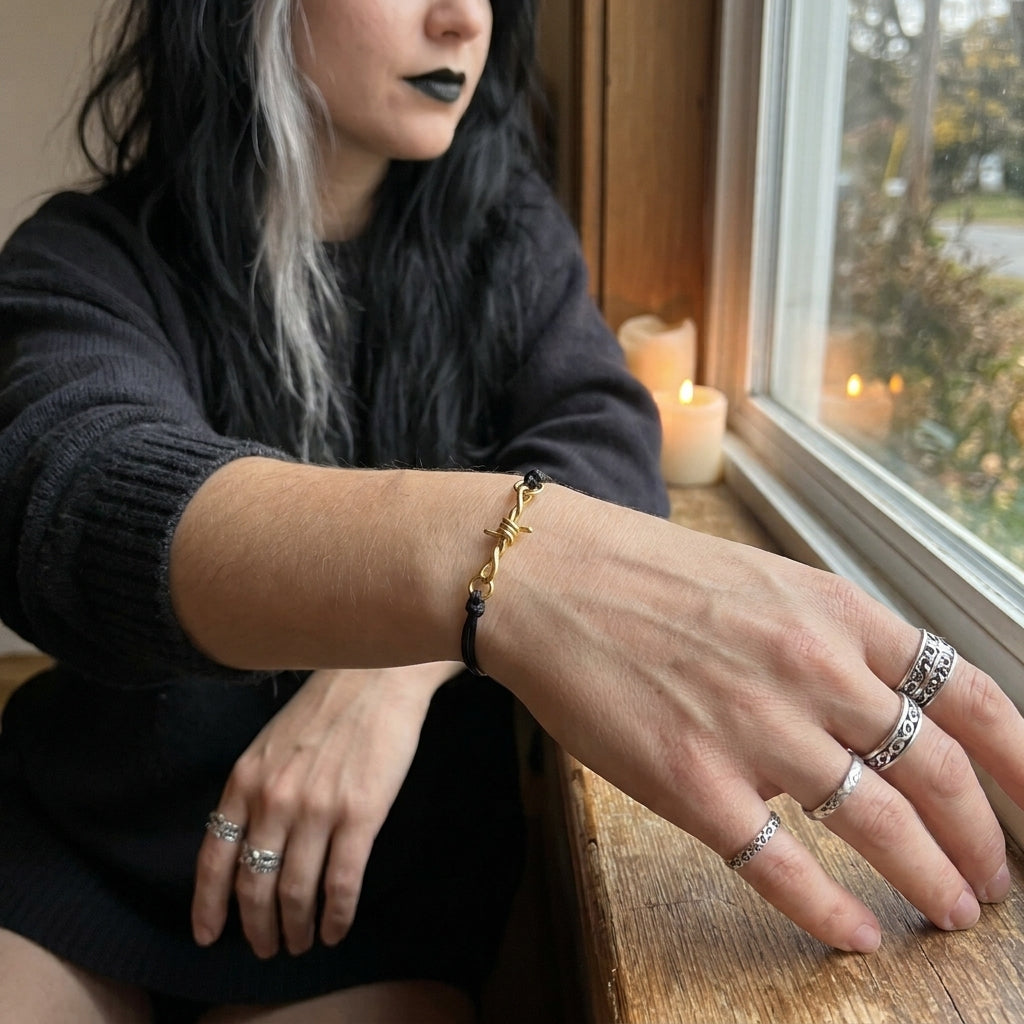 Gold Barbed Wire Chain Bracelet