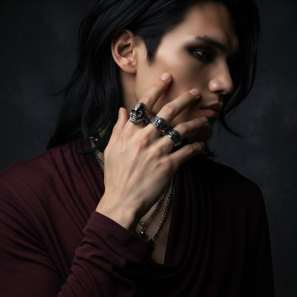Serpent-Wrapped Skull Ring