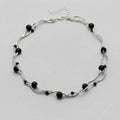 Twisted Bar & Black Bead Choker Necklace