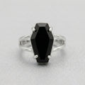 Black Coffin Stone Silver Split Band Gothic Ring