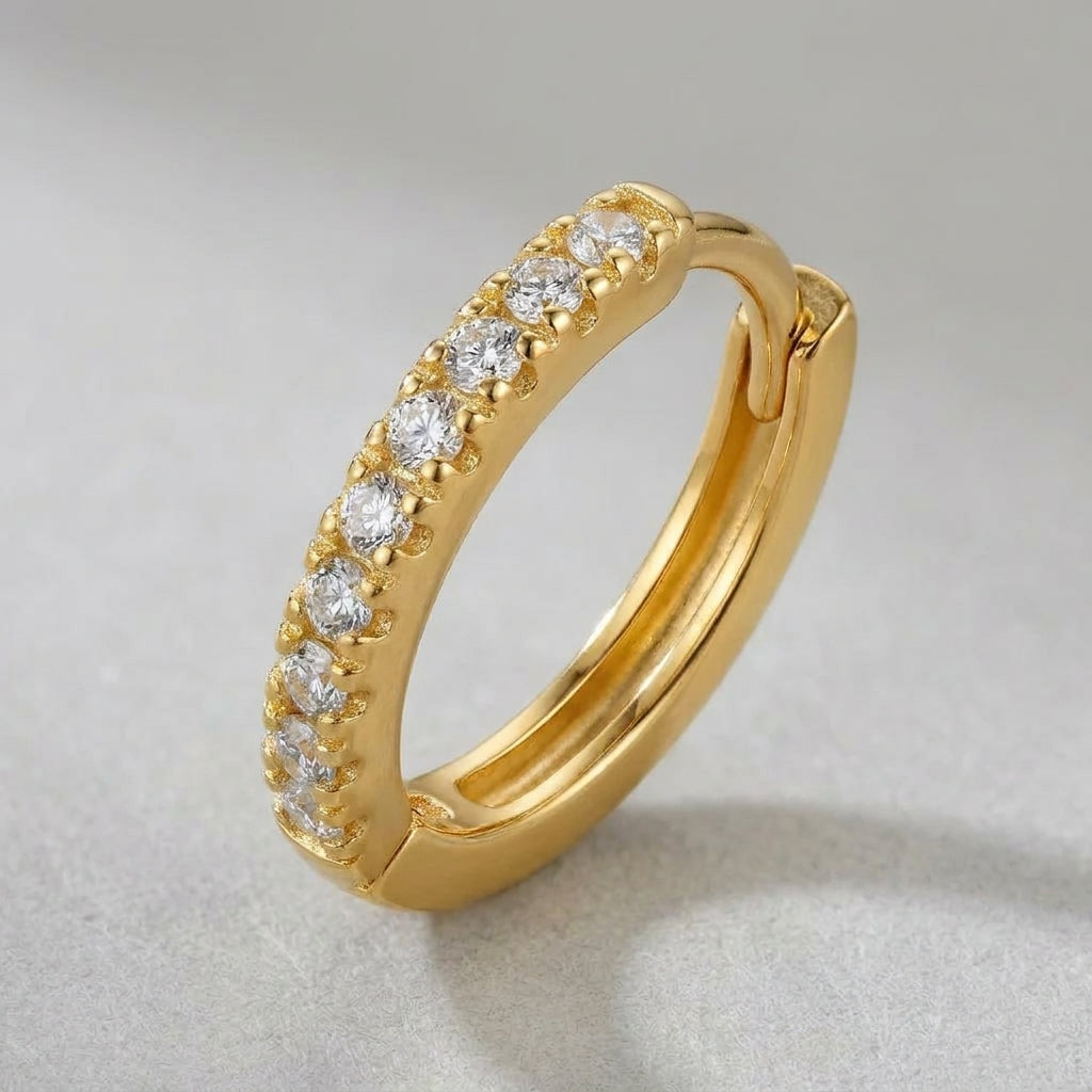 Gold Plated Crystal Pavé Hoop Earrings
