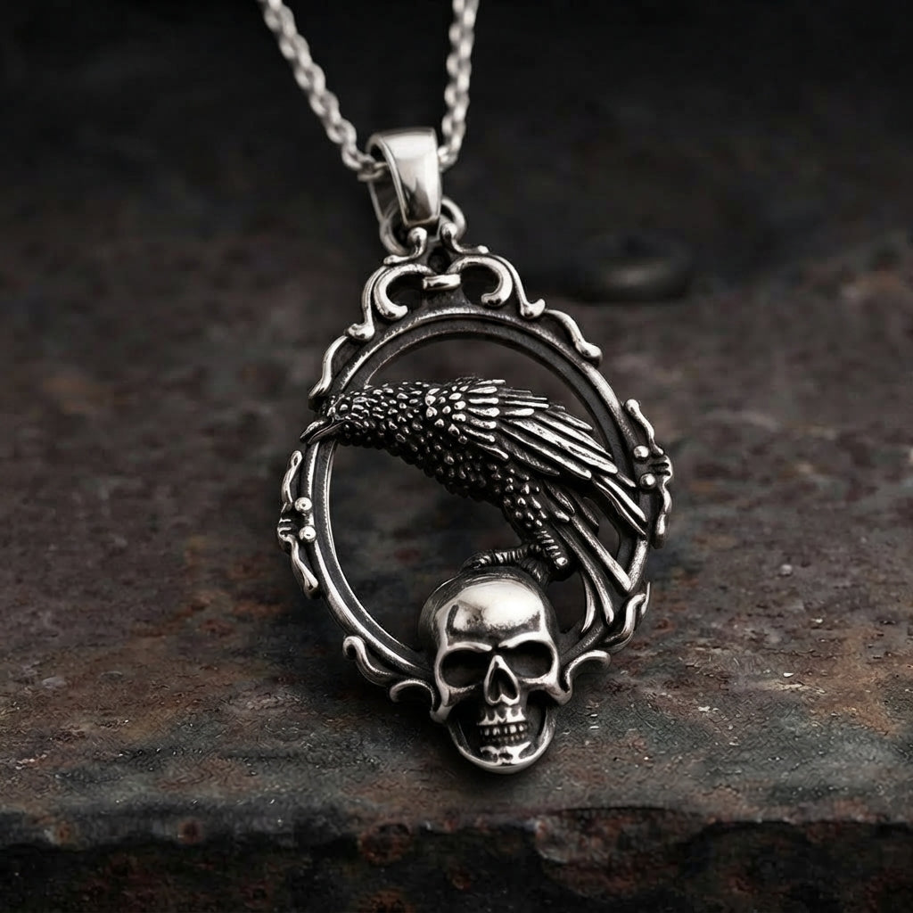 Raven & Skull Frame Necklace