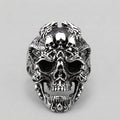 Skull Ring with Ornate Dragon and Filigree Detail