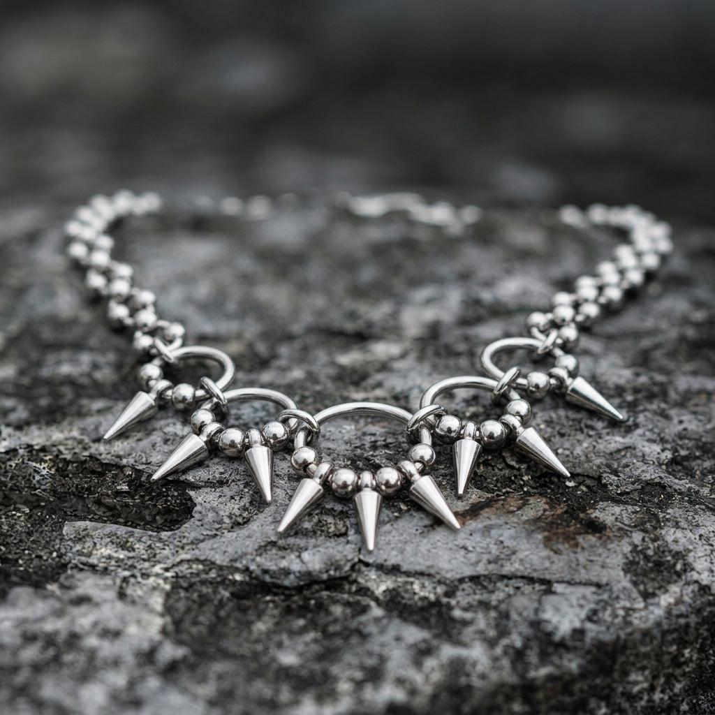 Beaded Ball Spike Necklace