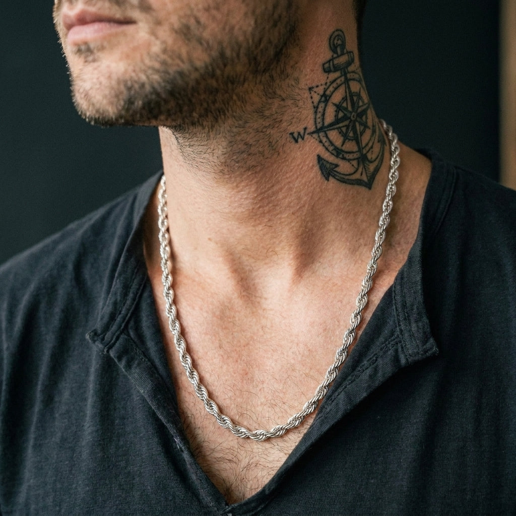 Silver Rope Chains Twisted Rope Chain Necklace