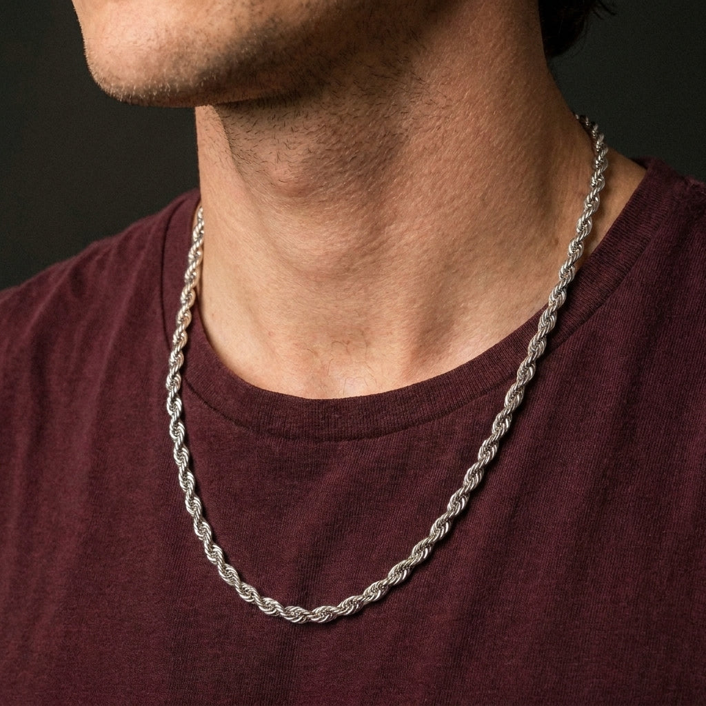 Silver Rope Chains Twisted Rope Chain Necklace