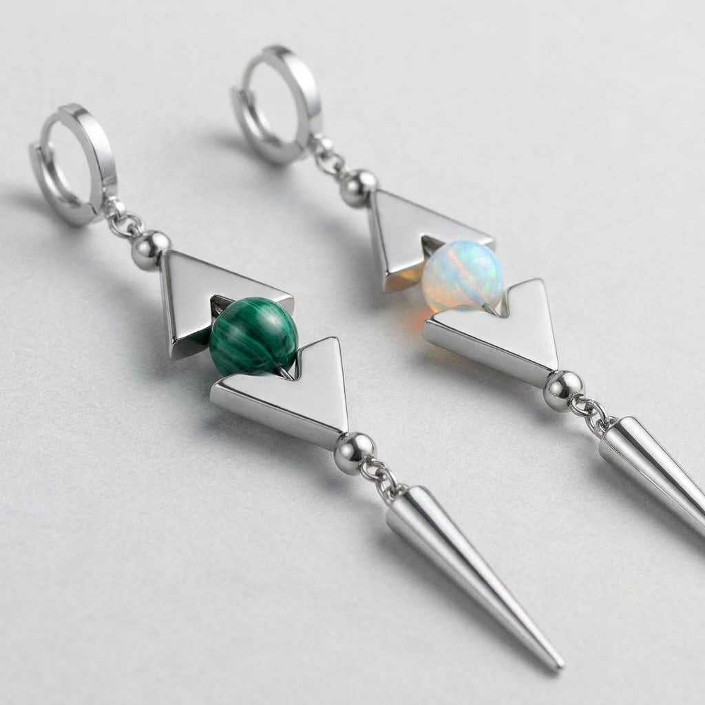 Mismatched Gemstone Arrow Earrings