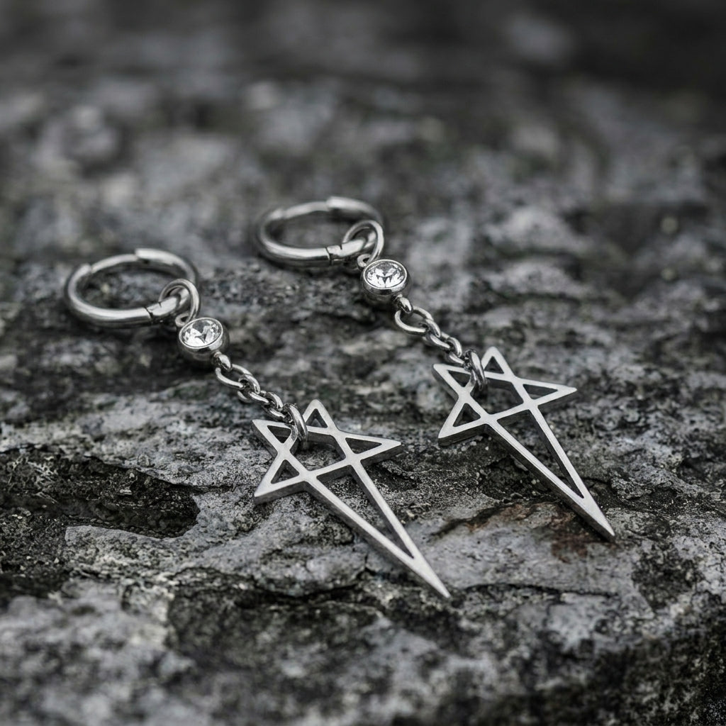 Star Charm Crystal Drop Earrings