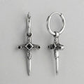 Veilborn Sanctum Dagger Drop Hoop Earrings