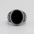 Black Onyx Celtic Triquetra Oval Ring