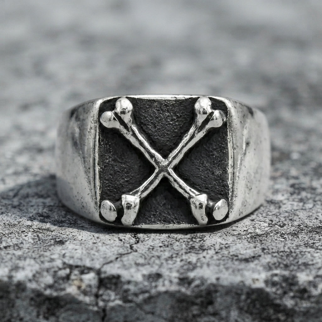 Crossed Bones Statement Signet Ring