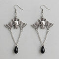 Midnight Wingspan - Gothic Bat & Black Crystal Drop Earrings