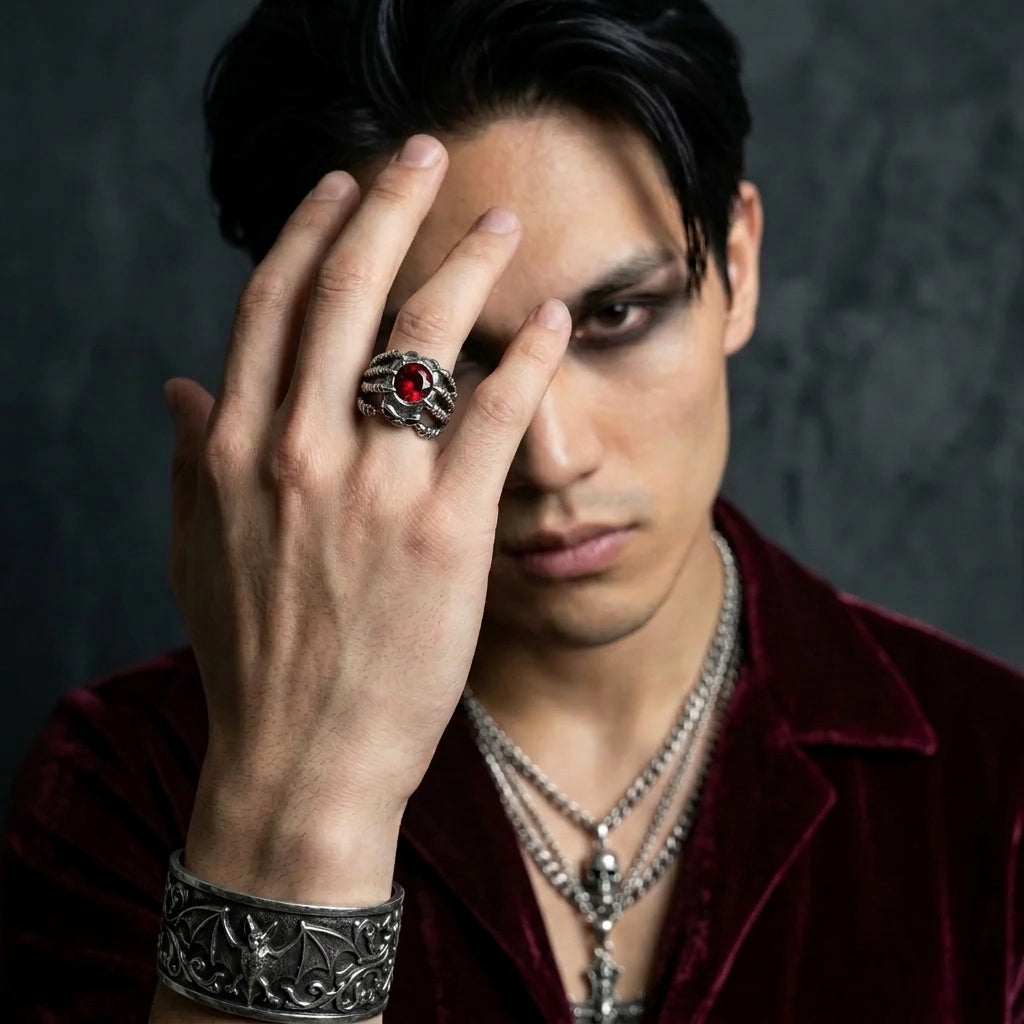 Dragon Claw Ring with Red Gemstone
