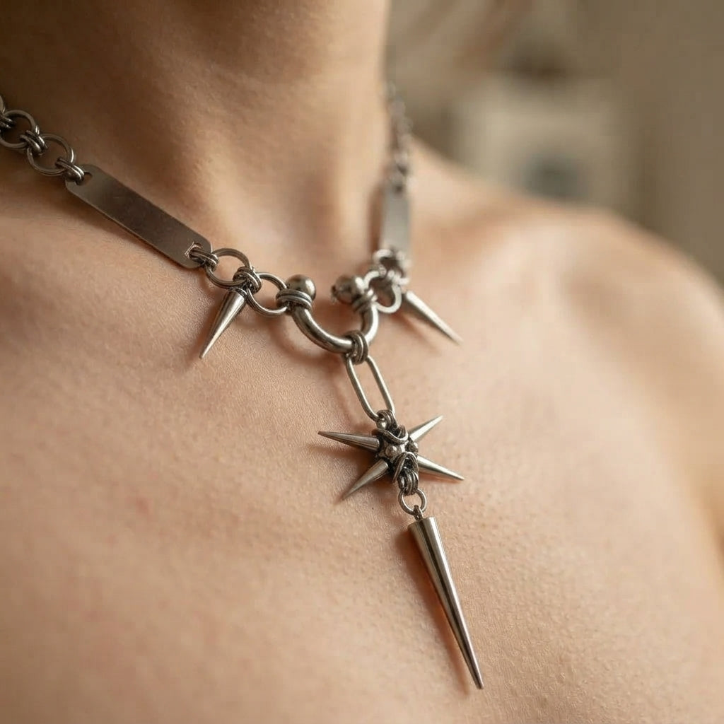 Spiked Starburst Dagger Chainmail Necklace