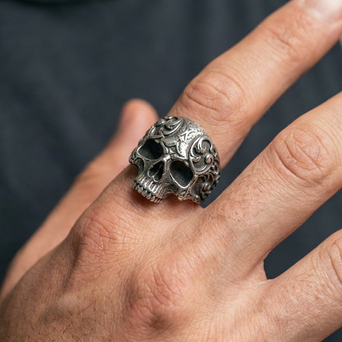 Baroque Skull Biker Ring