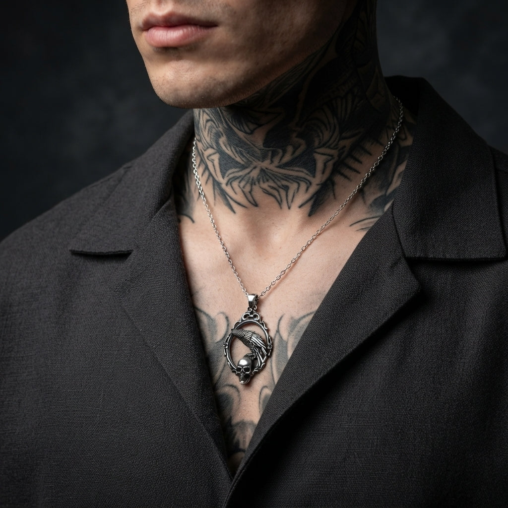 Raven & Skull Frame Necklace