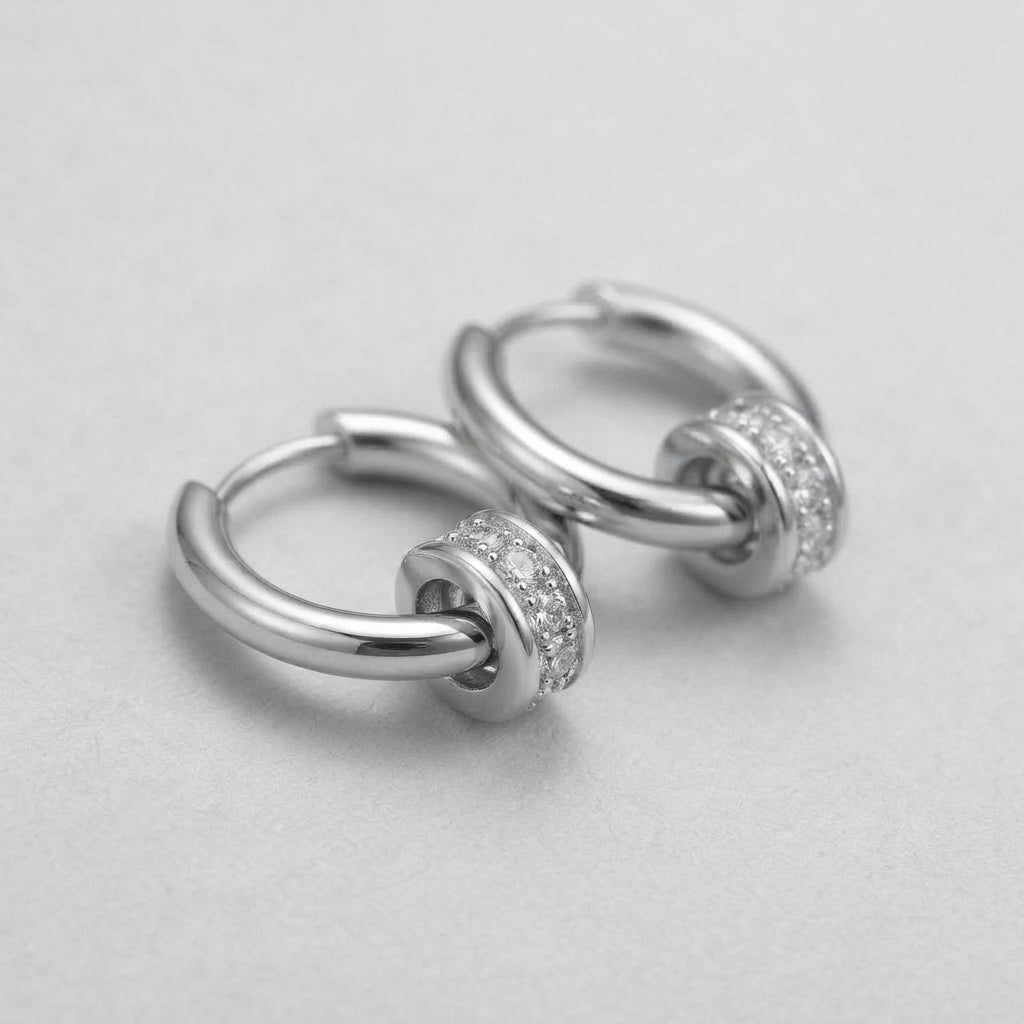 Pave Crystal Hoop Earrings