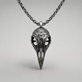 Carved Raven Skull Necklace