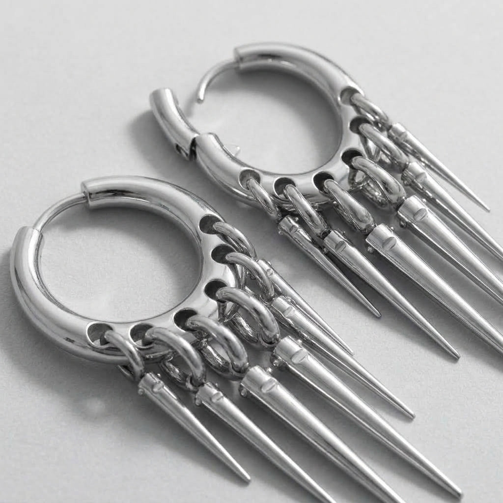 Spike Fringe Hoop Earrings